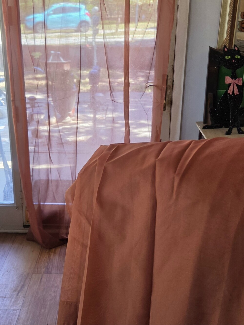 Sun Zero Terracotta Burnt Orange Sheer Window Curtain 2 Panels